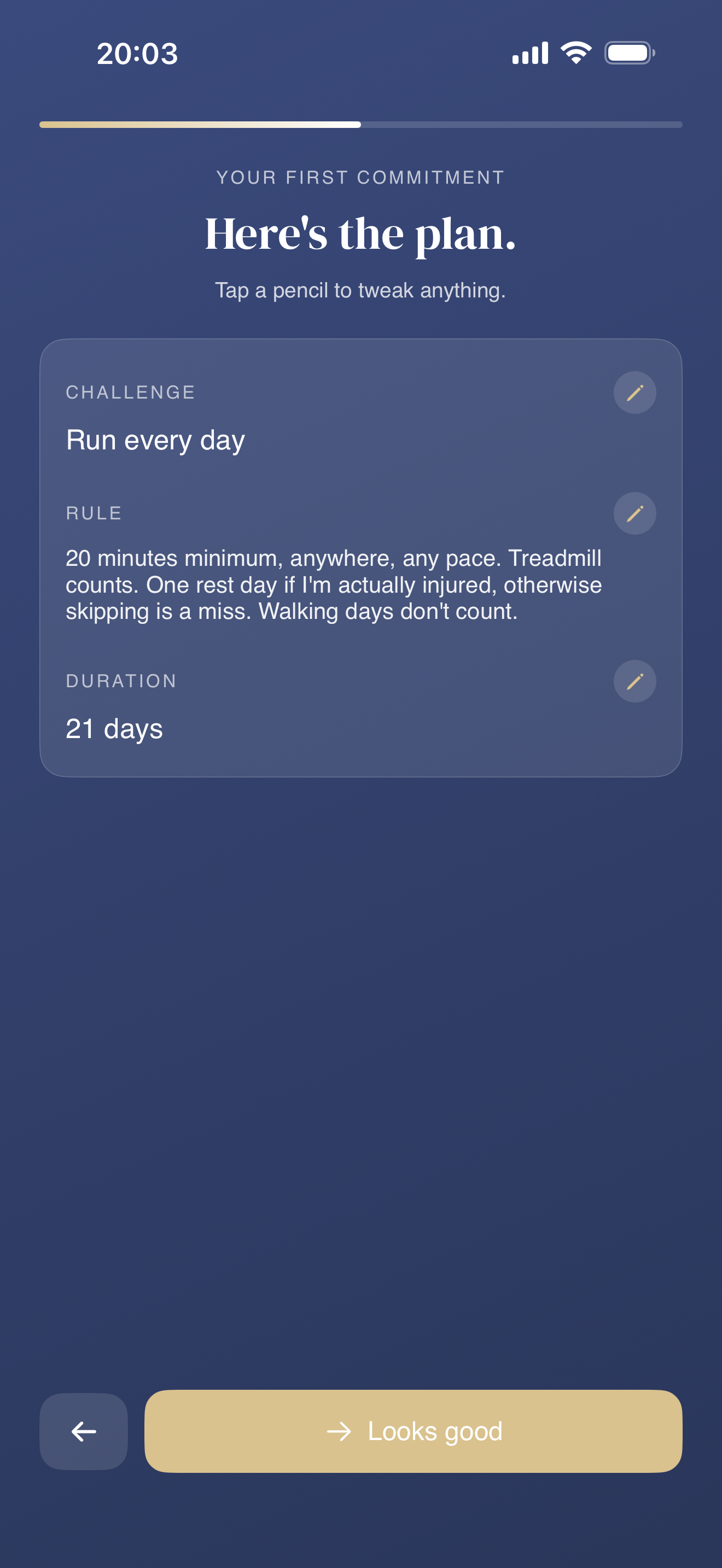 Challenge summary before starting