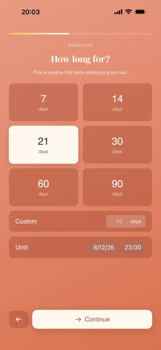 Choose a duration from 7 to 90 days or set a custom window